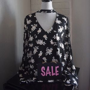 Sanctuary long sleeved rose blouse